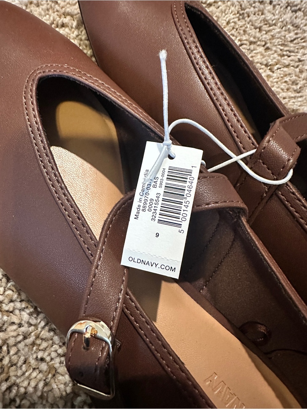 Old Navy Brown Mary Jane Flats with Buckle Strap - Picture 2 of 4